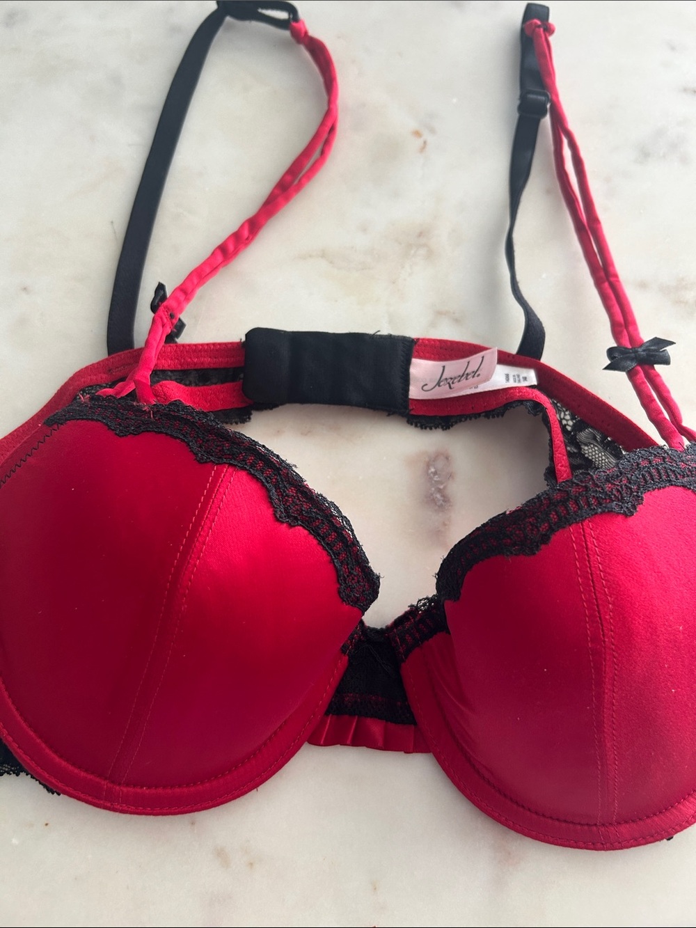 Jezebel Red and Black Lace Push-Up Bra